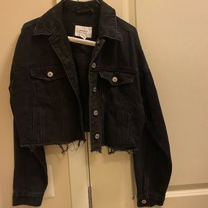 Forever 21 Black Denim Cropped Jacket